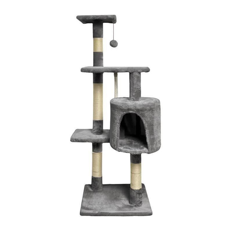 PALOMA Dark grey cat tree 40 x 40 x 114cm - 3 platforms, 1 rope, 1 nic