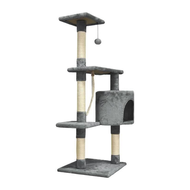 PALOMA Dark grey cat tree 40 x 40 x 114cm - 3 platforms, 1 rope, 1 nic