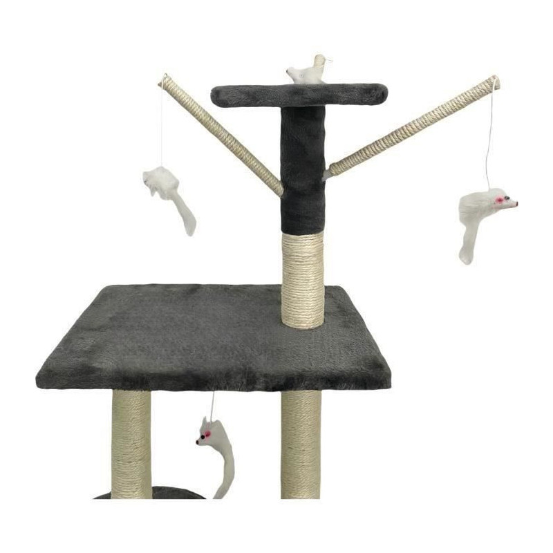 JIPSY Dark Grey Cat Tree 79 x 34 x 138 cm - 3 Platforms, 1 Perch, 1 Ni