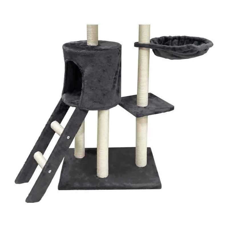 JIPSY Dark Grey Cat Tree 79 x 34 x 138 cm - 3 Platforms, 1 Perch, 1 Ni