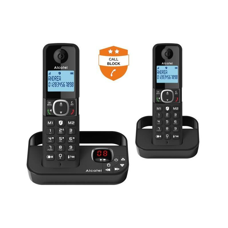 Cordless landline telephone - ALCATEL - F860 voice duo black - With un