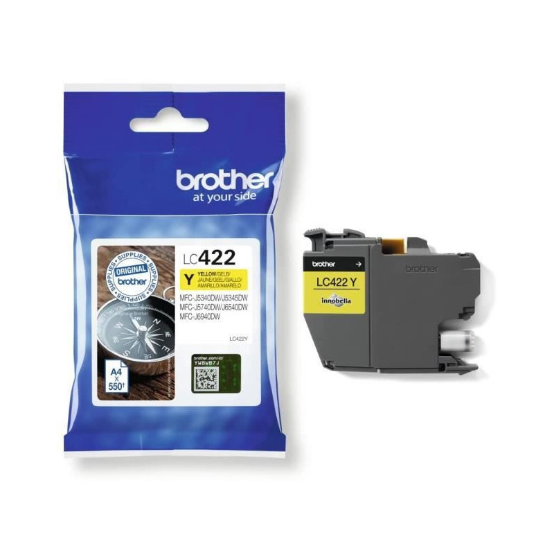 Cartridge LC422Y - BROTHER - Yellow - 550 p - For Business Smart MFC-J