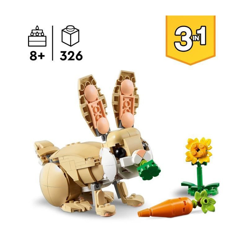 LEGO Creator 31162 3-in-1 Adorable Bunny - Building Toy for Girls Aged
