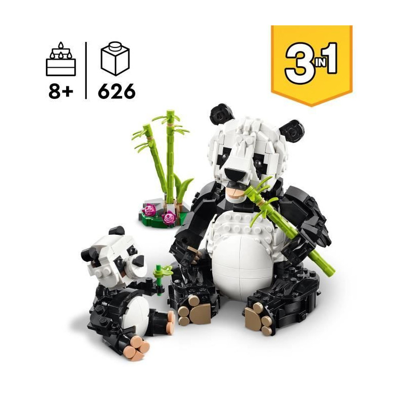 LEGO Creator 31165 3-in-1 Wild Animals: Panda Family Game for Girls Ag
