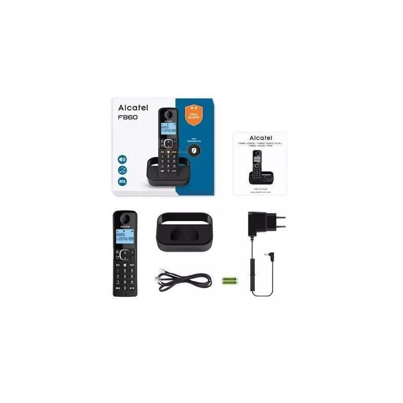 Cordless landline telephone - ALCATEL - F860 solo black - Blocking unw