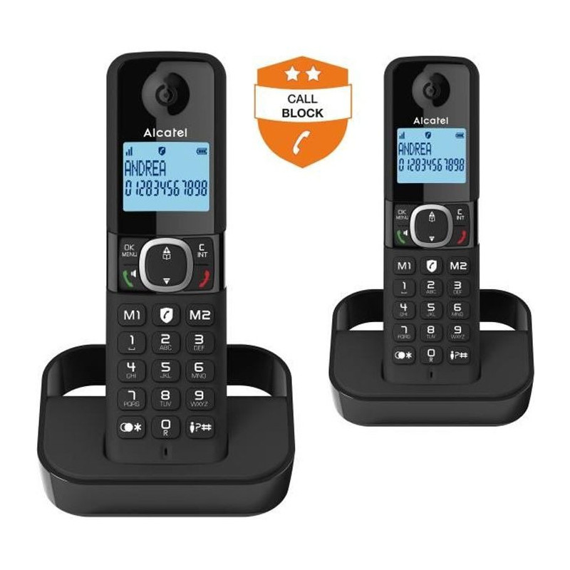 Cordless landline telephone - ALCATEL - F860 duo black - Blocking unwa