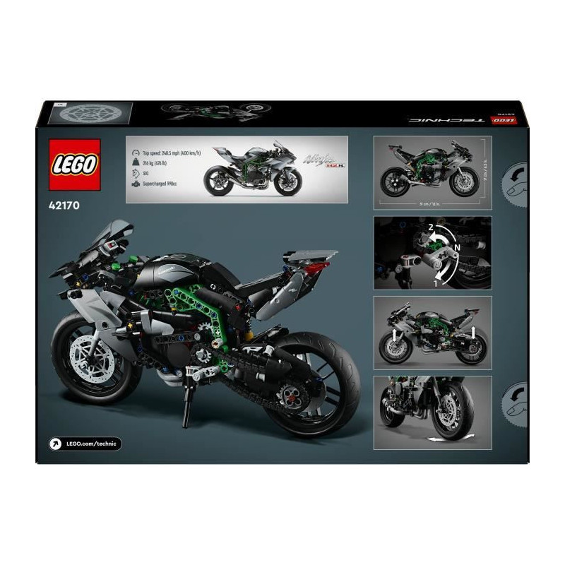LEGO Technic 42170 Kawasaki Ninja H2R Motorcycle, Gift Idea for Kids,