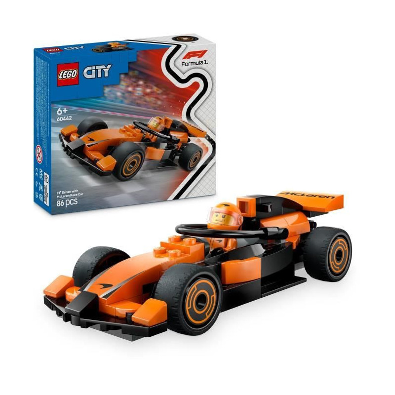 LEGO City 60442 McLaren Racing Car with F1 Driver - Toy for Boys Ages