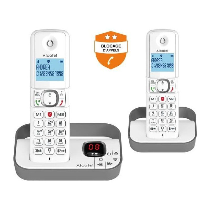 Cordless landline telephone - ALCATEL - F860 voice duo gray - Blocking