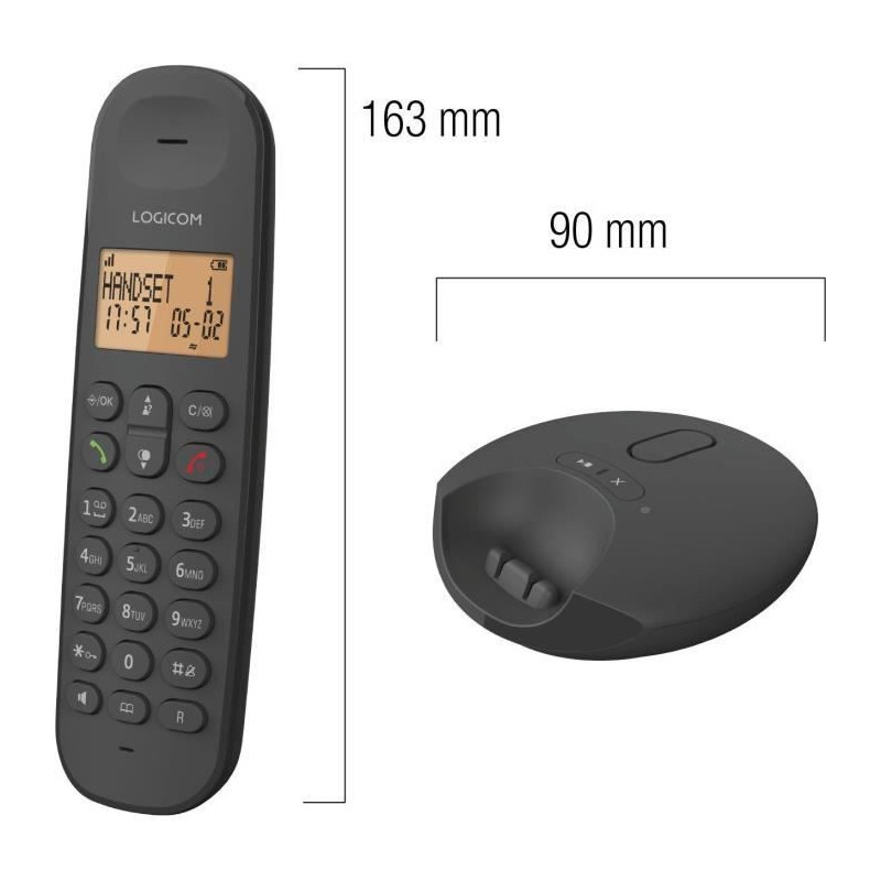 Cordless landline telephone - LOGICOM - DECT ILOA 255T DUO - Black - W