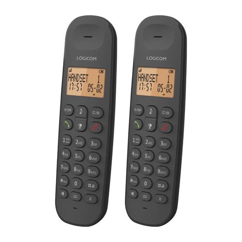 Cordless landline telephone - LOGICOM - DECT ILOA 255T DUO - Black - W