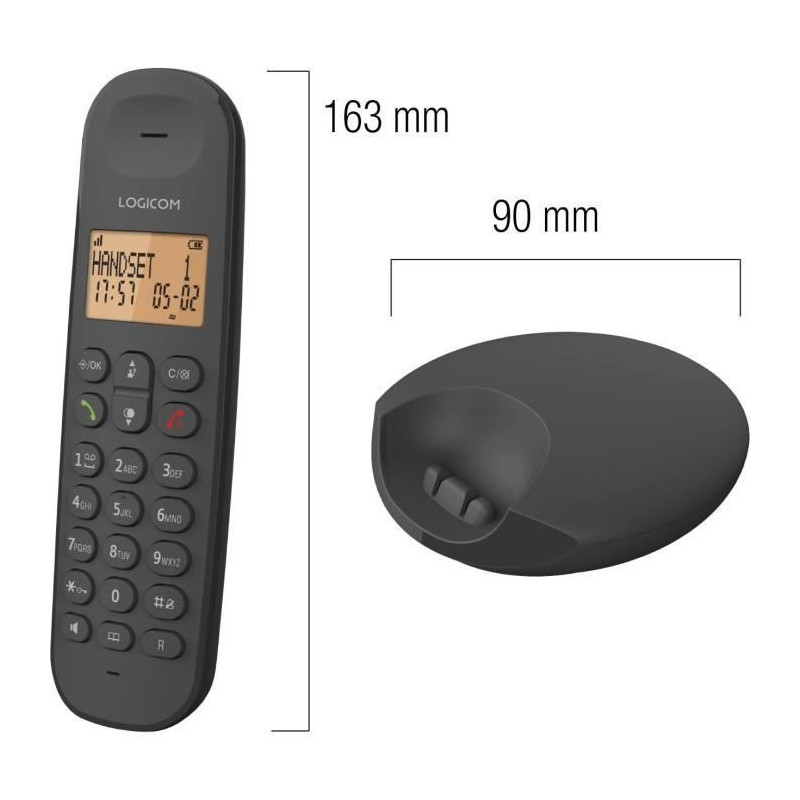 Cordless landline telephone - LOGICOM - DECT ILOA 250 DUO - Black - Wi