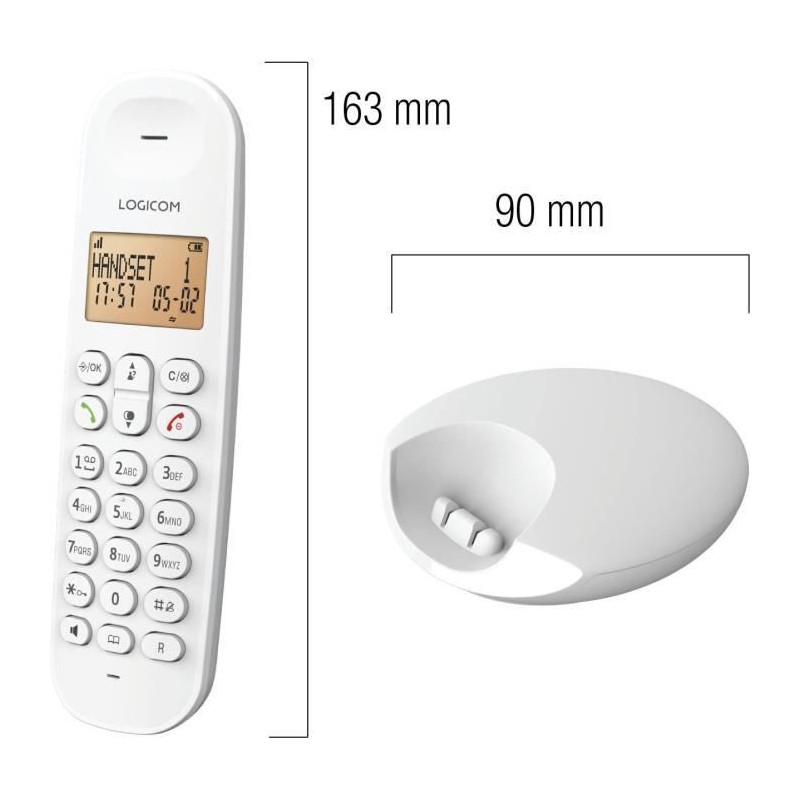 Cordless landline telephone - LOGICOM - DECT ILOA 150 SOLO - White - W