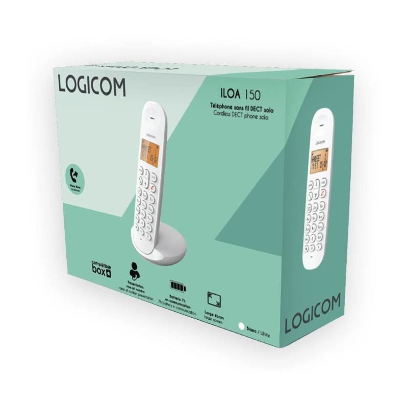 Cordless landline telephone - LOGICOM - DECT ILOA 150 SOLO - White - W