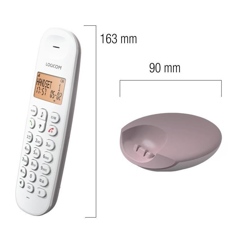 Cordless landline phone - LOGICOM - DECT ILOA 150 SOLO - Taupe - Witho