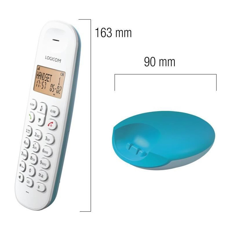 Fixed cordless telephone - LOGICOM - DECT ILOA 150 SOLO - Turquoise -