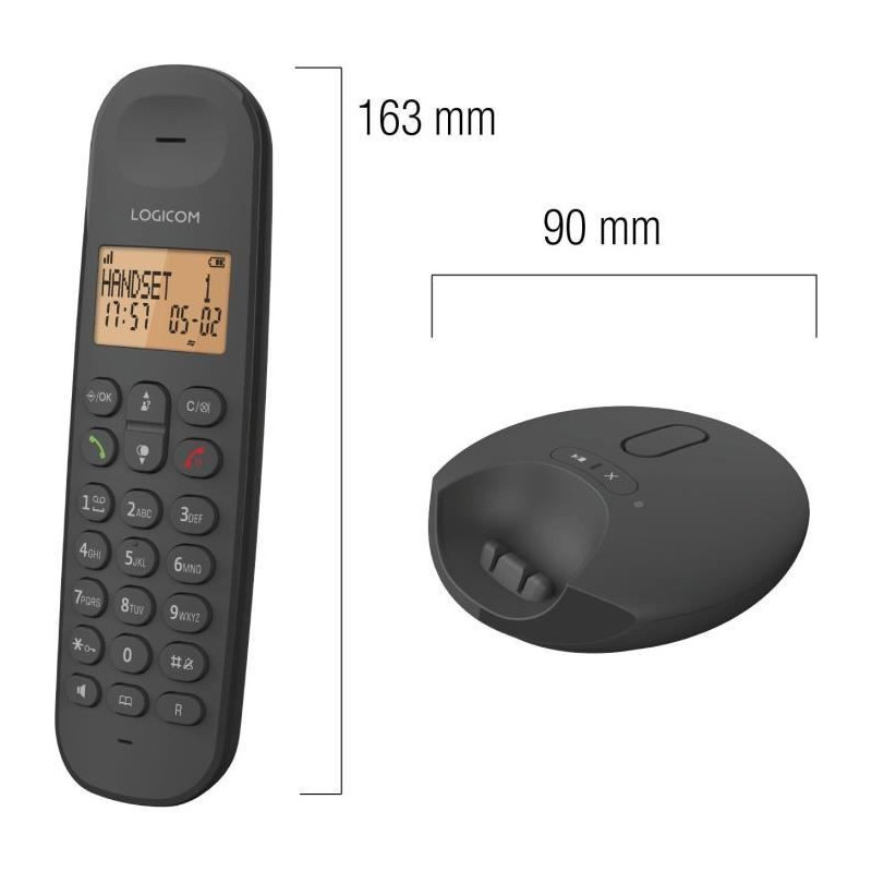 Fixed cordless telephone - LOGICOM - DECT ILOA 155T SOLO - Black - Wit