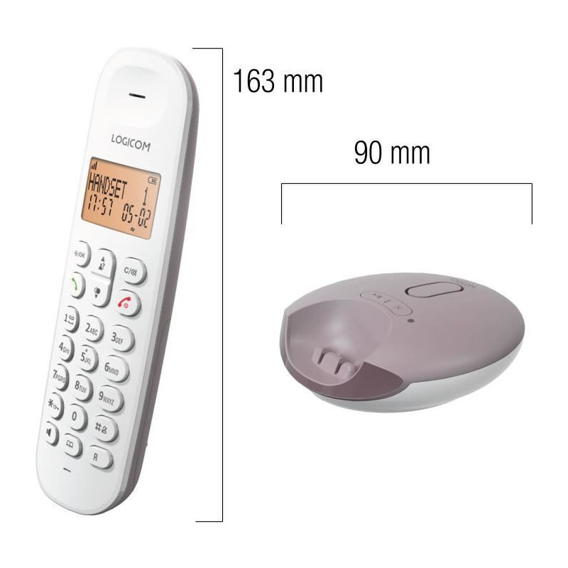 Cordless landline phone - LOGICOM - DECT ILOA 155T SOLO - Taupe - With