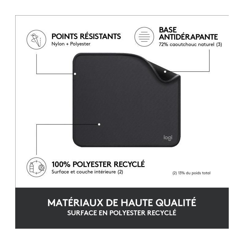 Durable Mouse Pad - Logitech - Studio Series - Easy Glide - Graphite