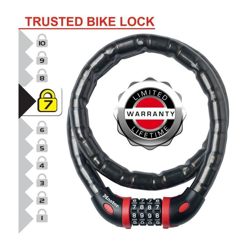 MASTER LOCK Bike Anti-Theft Cable - Ideal for Bicycles, Electric Bikes