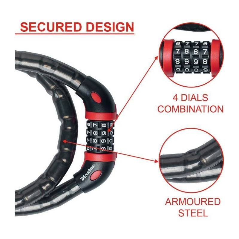 MASTER LOCK Bike Anti-Theft Cable - Ideal for Bicycles, Electric Bikes