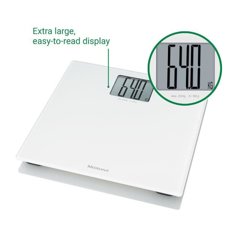 MEDISANA - XL glass bathroom scale - 40547 - Batteries included