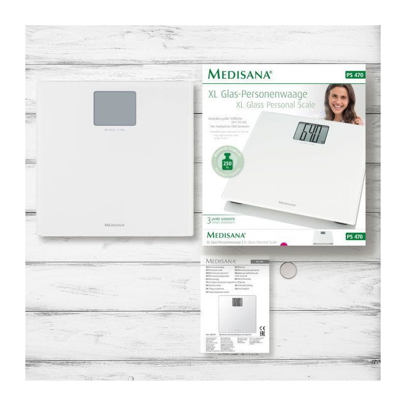 MEDISANA - XL glass bathroom scale - 40547 - Batteries included