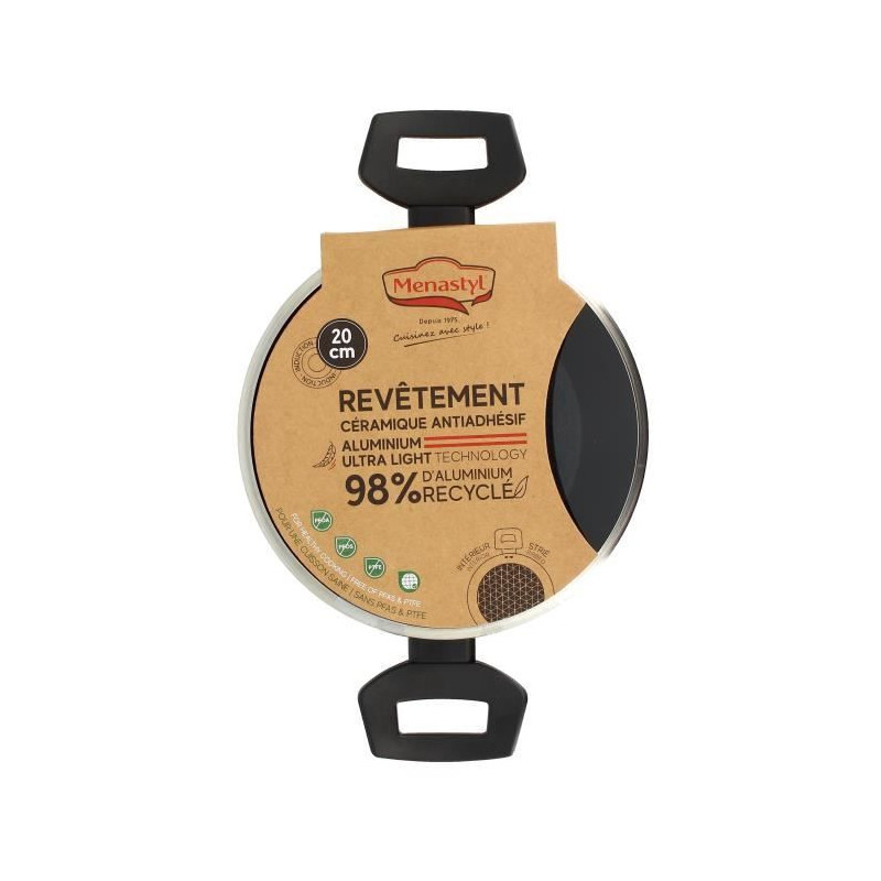 Dutch oven - MENASTYL - 6020646 - Forged aluminum - 20 cm - Black - Su