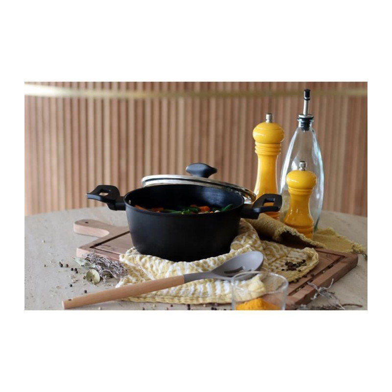 Dutch oven - MENASTYL - 6020646 - Forged aluminum - 20 cm - Black - Su
