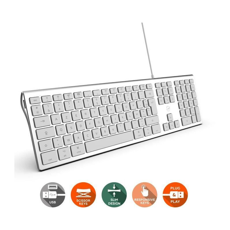 MOBILITY LAB ML304304 - Wired Touch Design Keyboard with 2 USB for Mac