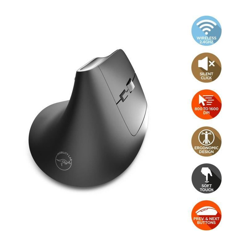 Wireless Ergonomic Mouse - MOBILITY LAB - ML313139 - Plug & Play, no d