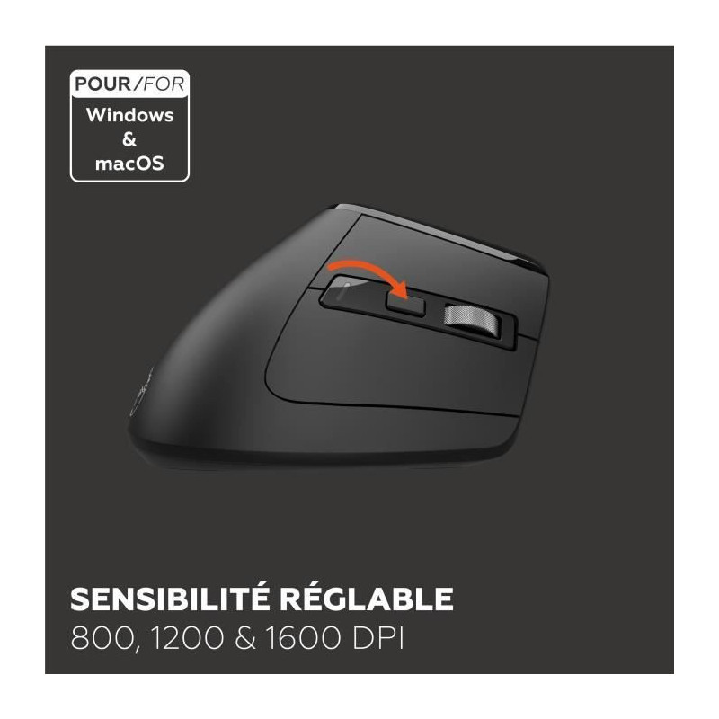 Ergonomic Mouse - Wireless - MOBILITY LAB - ML314259 - Black