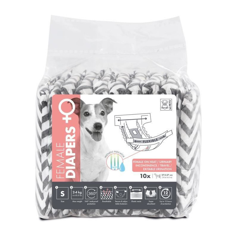 Dog Diapers - M PETS - DIAPERS - Female S x10 - Waist 17.5-37 cm - 2-4