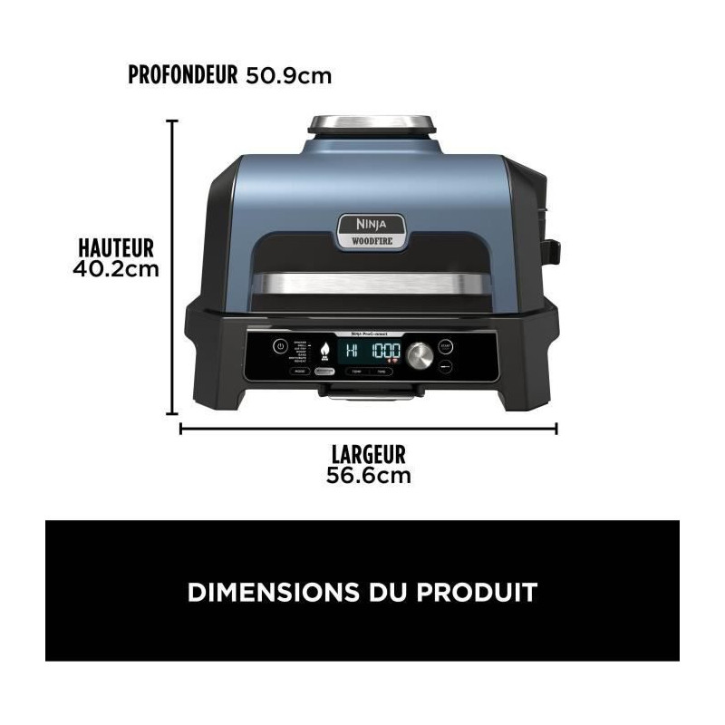 Electric barbecue with smoker and thermoprobe - NINJA - Woodfire Pro C