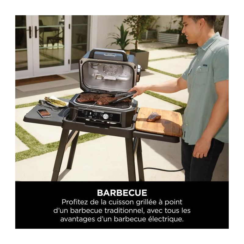 Electric barbecue with smoker and thermoprobe - NINJA - Woodfire Pro C