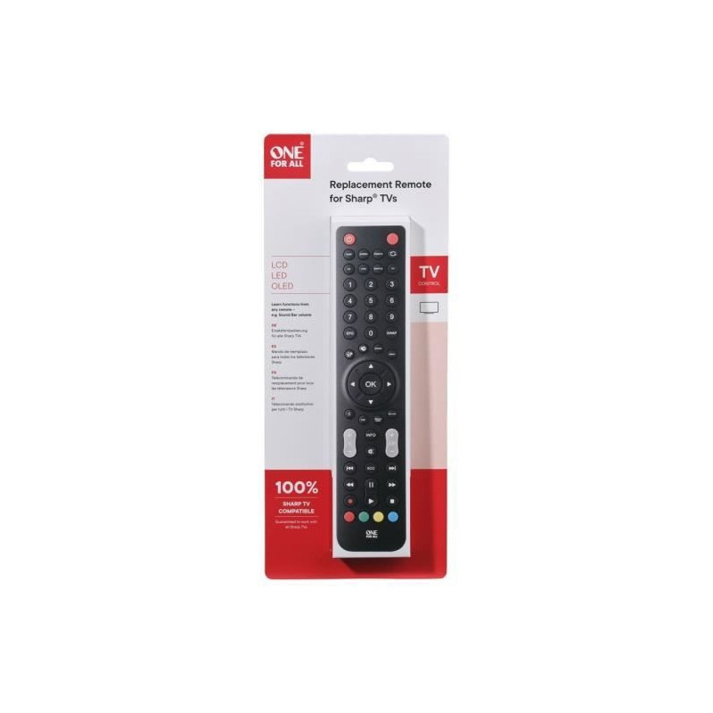 ONE FOR ALL URC1921 Remote Control for any Sharp TV - Black