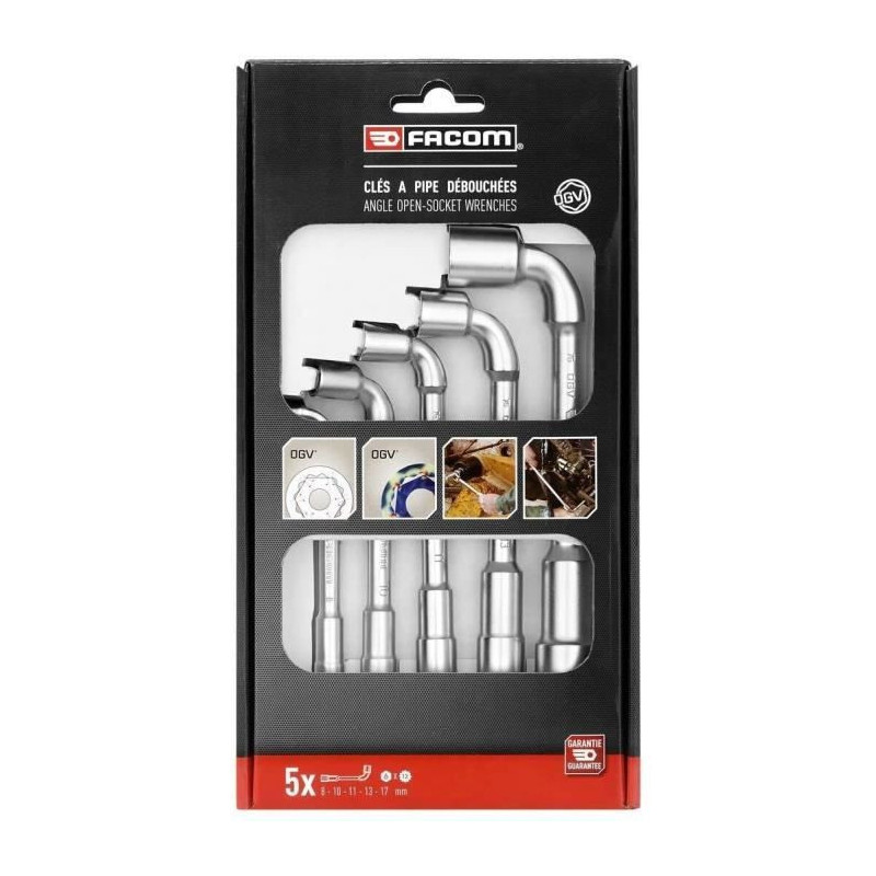Box of 5 pipes with pipes profiles 12 sides x 6 sides facom - 76.j5pb