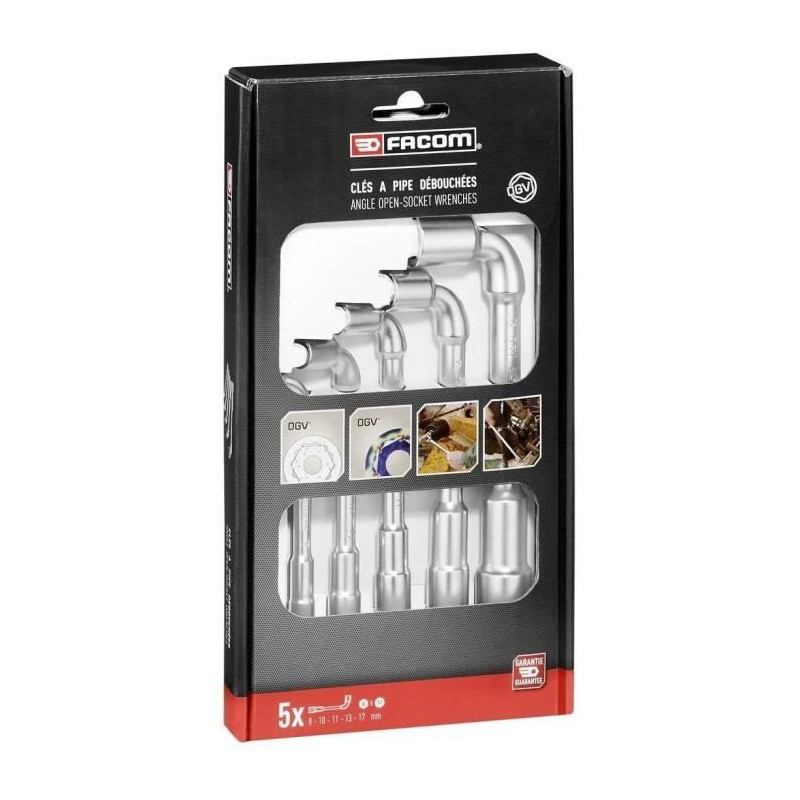 Box of 5 pipes with pipes profiles 12 sides x 6 sides facom - 76.j5pb