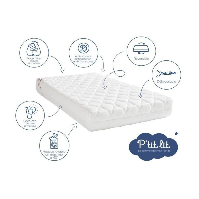 Perfect Baby Mattress - 60x120x10 cm - 2 Sides: Summer / Winter - Remo