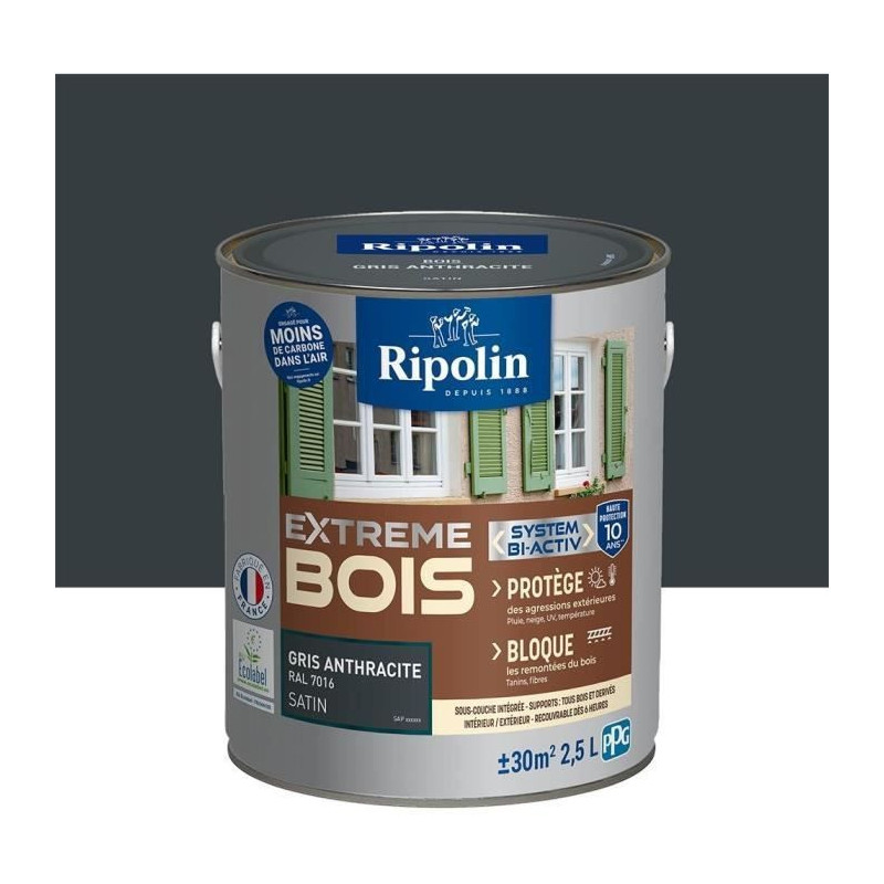 RIPOLIN Paint for Interior & Exterior Wood - Anthracite Gray Ral 7016