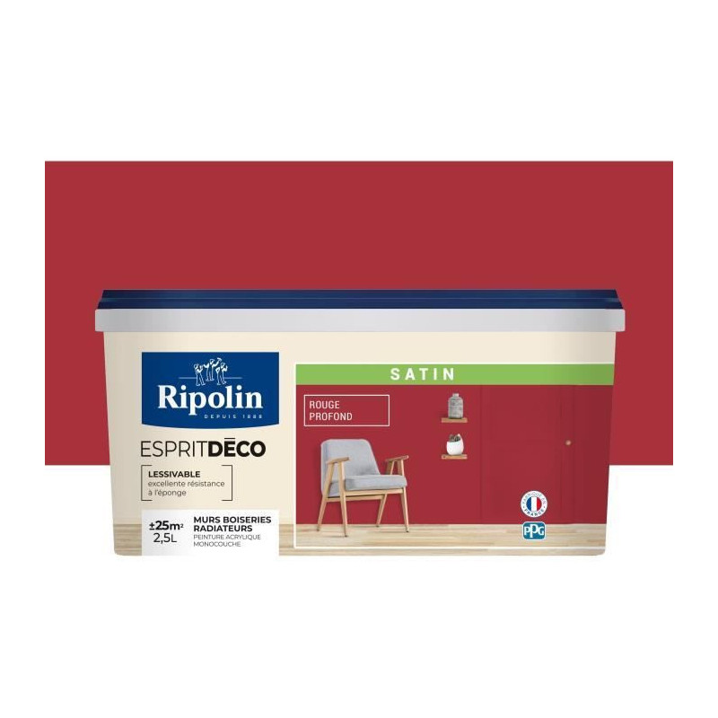 RIPOLIN All pieces wall paint, Ripolin - Rouge St Emilion Satin, 2,5L