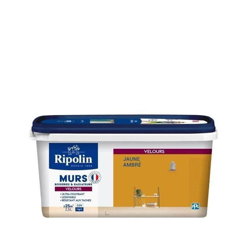 RIPOLIN Velvet Color Paint for Walls, Woodwork, Radiators - Amber Yell