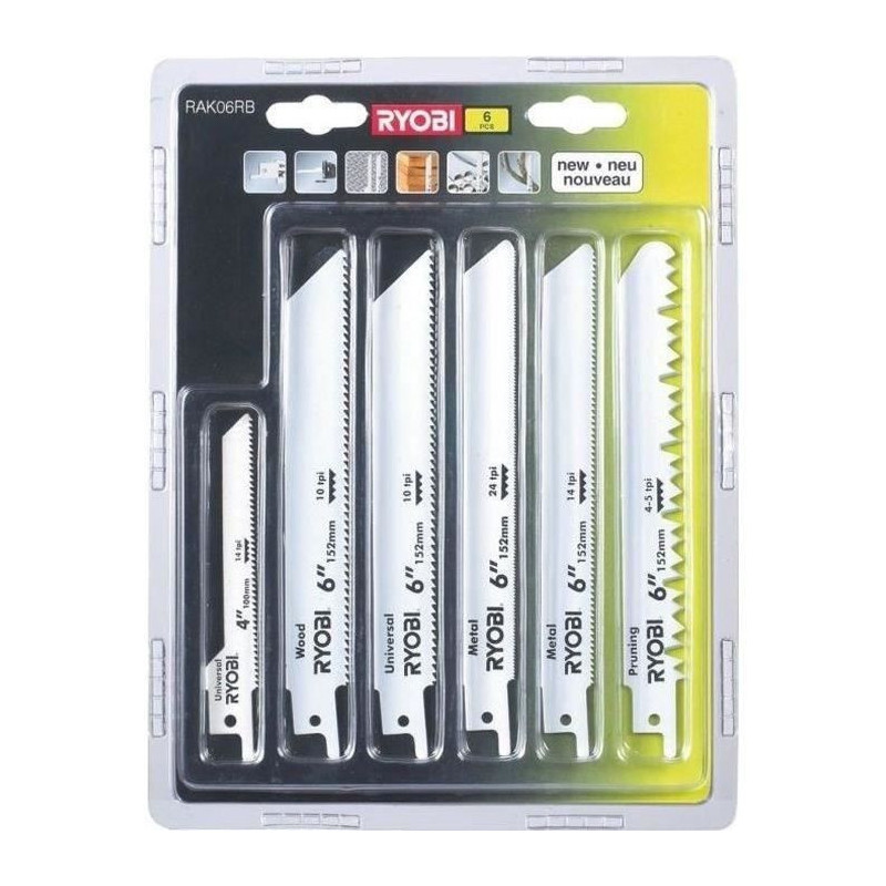 RYOBI 6 Variegated blades wood & metal for saber saw