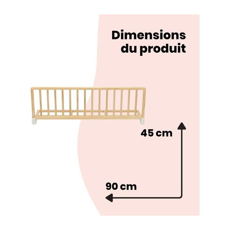 SAFETY 1ST, Natural wood bed rail, 110 cm compatible with beds larger