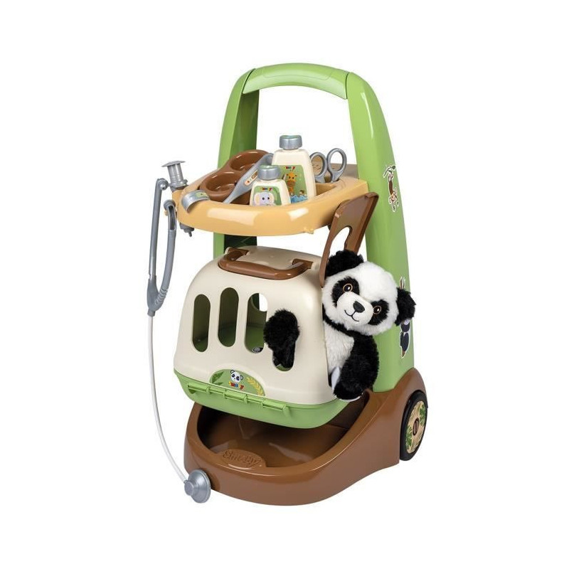 Smoby - Zoo Veterinarian Trolley - Panda Plush - Many accessories incl