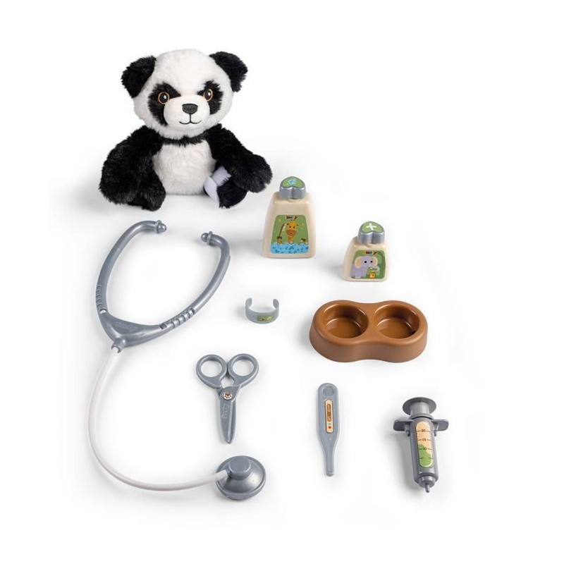 Smoby - Zoo Veterinarian Trolley - Panda Plush - Many accessories incl