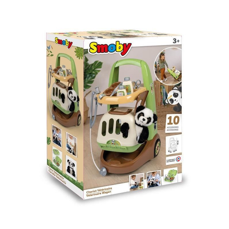 Smoby - Zoo Veterinarian Trolley - Panda Plush - Many accessories incl