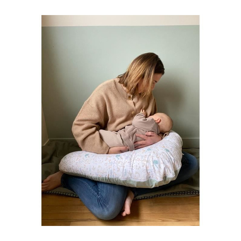 Maternity pillow - TINEO - Sage green - Rabbits