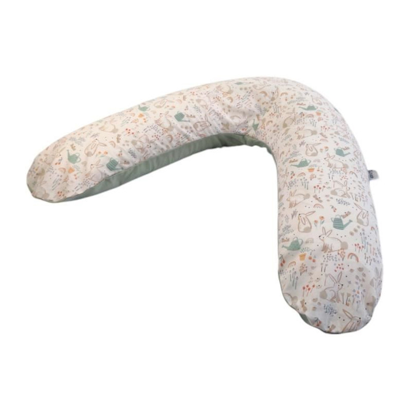 Maternity pillow - TINEO - Sage green - Rabbits