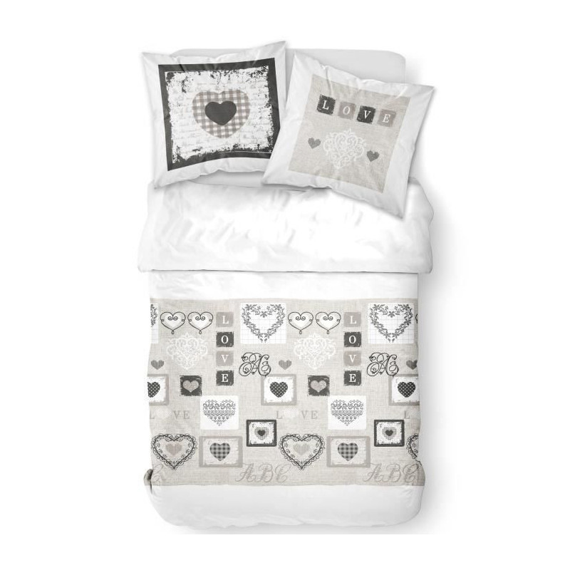 TODAY Cotton bed set 2 people - 240x260 cm - White print Eden